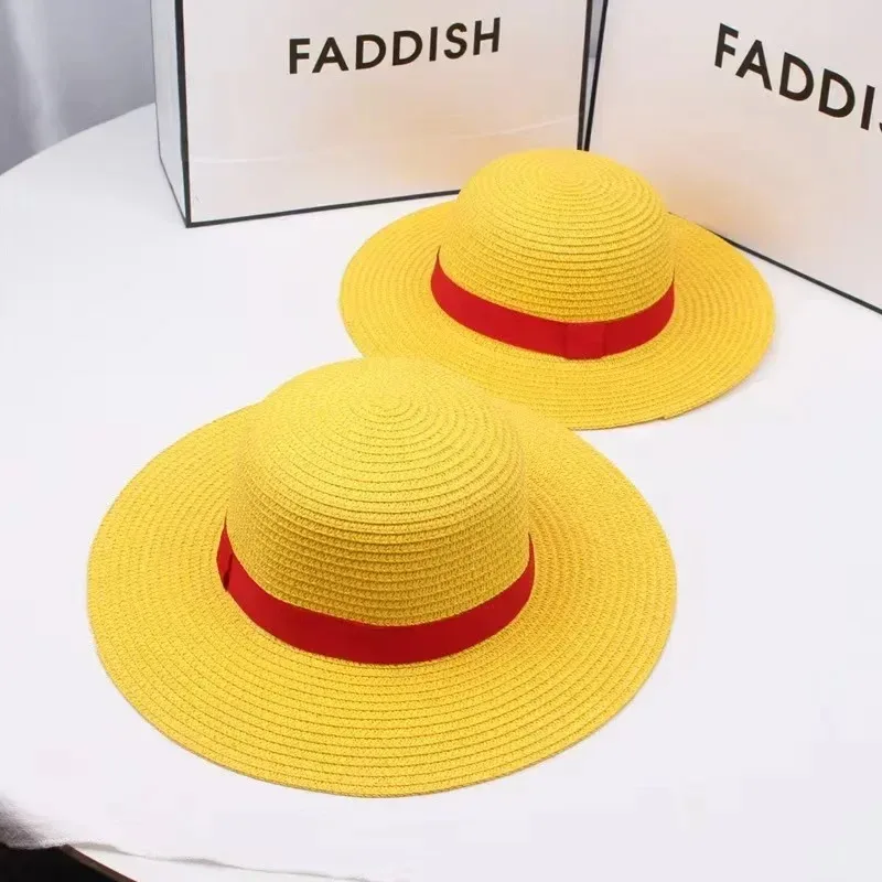 

Anime Captain Luffy Hats Cosplay Accessory Straw Yellow Sun Beach Hat for Men Adult Halloween Party Travel Performance Cap