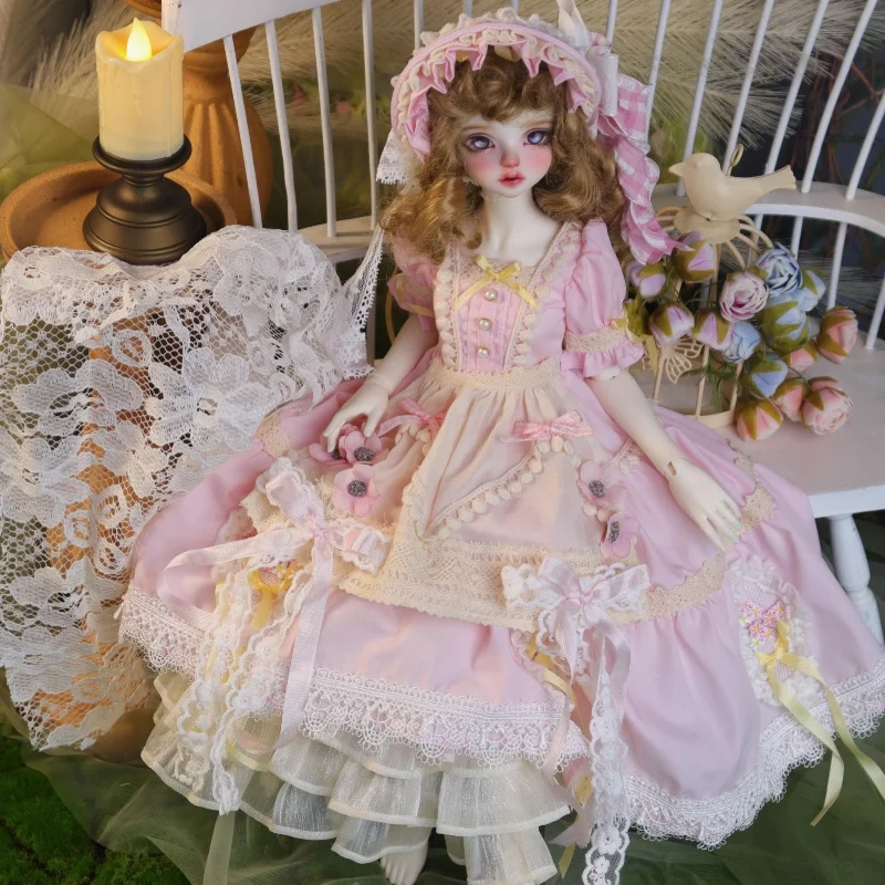 

BJD Doll Clothes For 1/4 Doll Pink Dress Lolita Set Doll Accessories Dress Up Doll Gift Diy Clothes (No Doll)