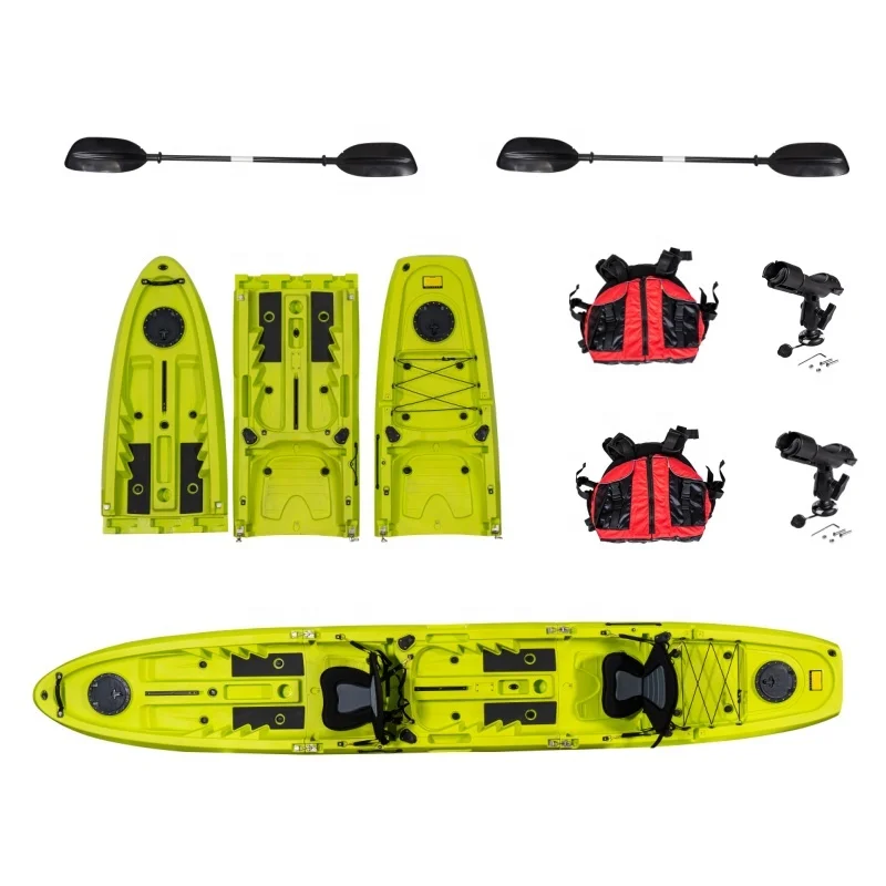 3 قطع أقسام 2 مقاعد شخصية مزدوجة الجلوس على الجزء العلوي لصيد الأسماك الترفيهية على نهر البحيرة قارب كاياك مع كرسي المقعد الخلفي