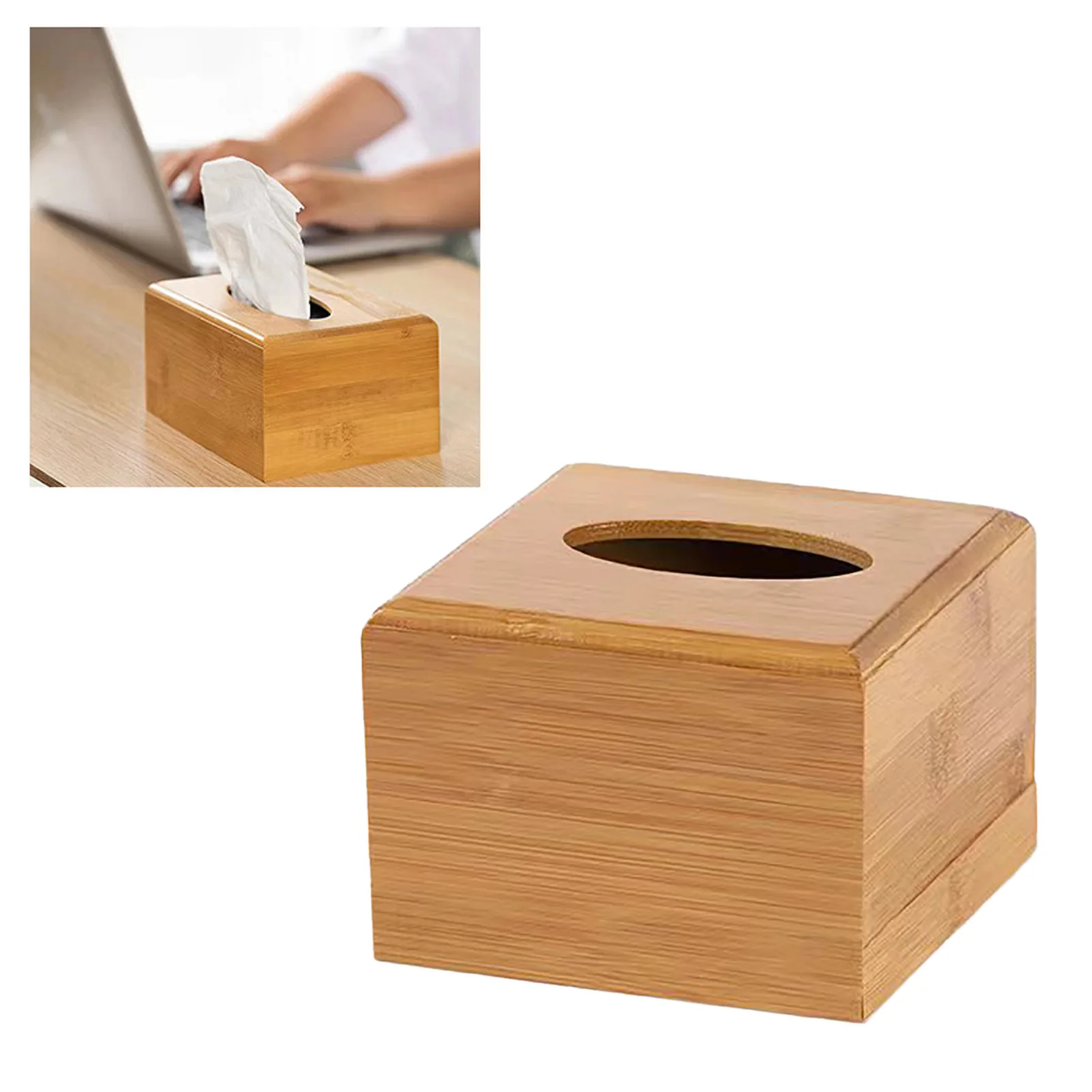 

Bamboo Tissue Box Holder Tissue Box Cover for Home Restaurant Hotel Small Size 11.5x11.5x 8cm Tissue Box Holder