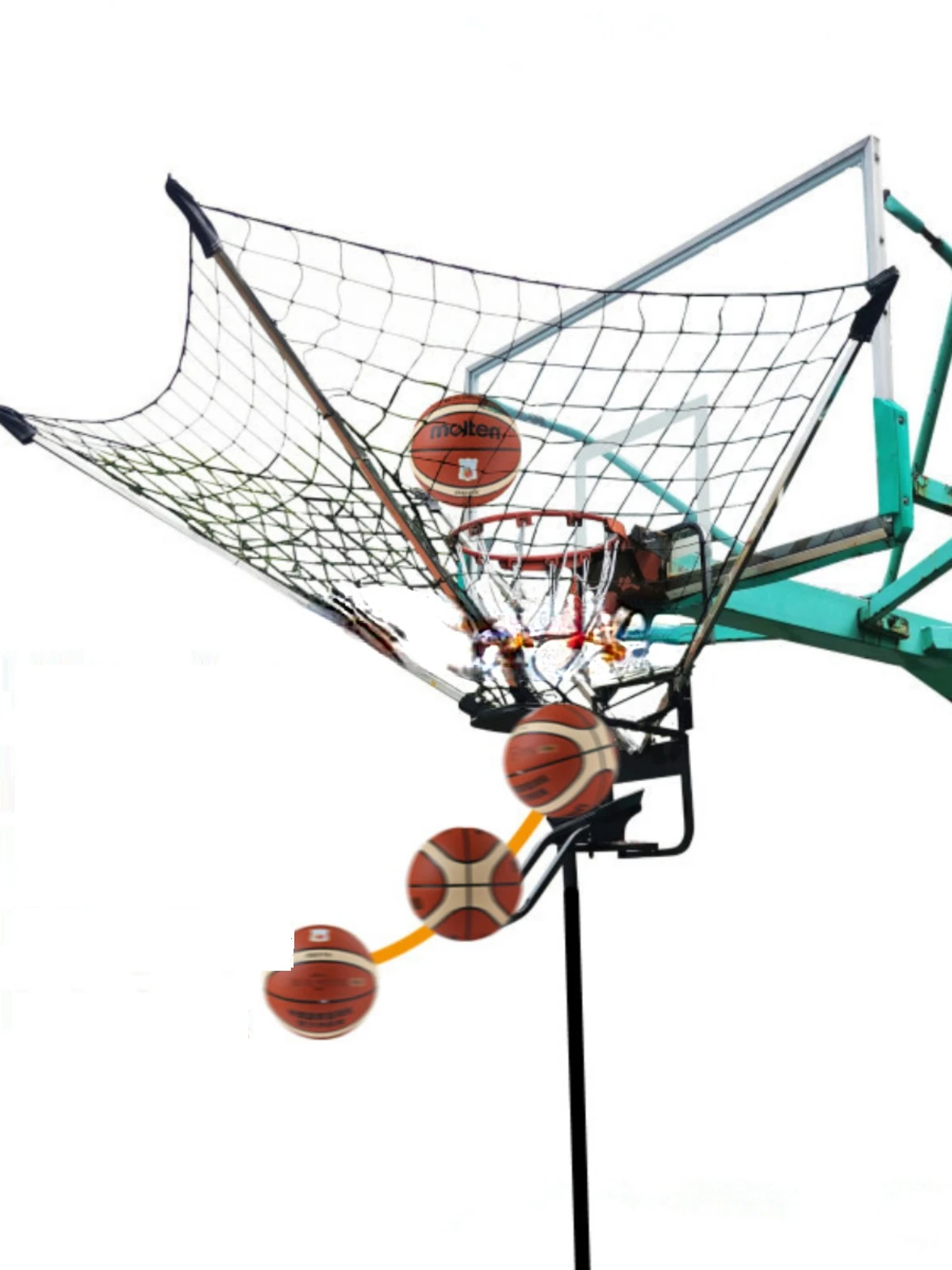 Basketball shooting trainer, return net, throwing machine, no need to pick up ball, portable, continuous shooting track,