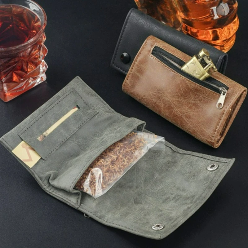 Smoking Tobacco Pouch Case Bag Foldable Tobacco Storage Bag Pouch Wallet Bag Cigarette Paper Tobacco Holder Case