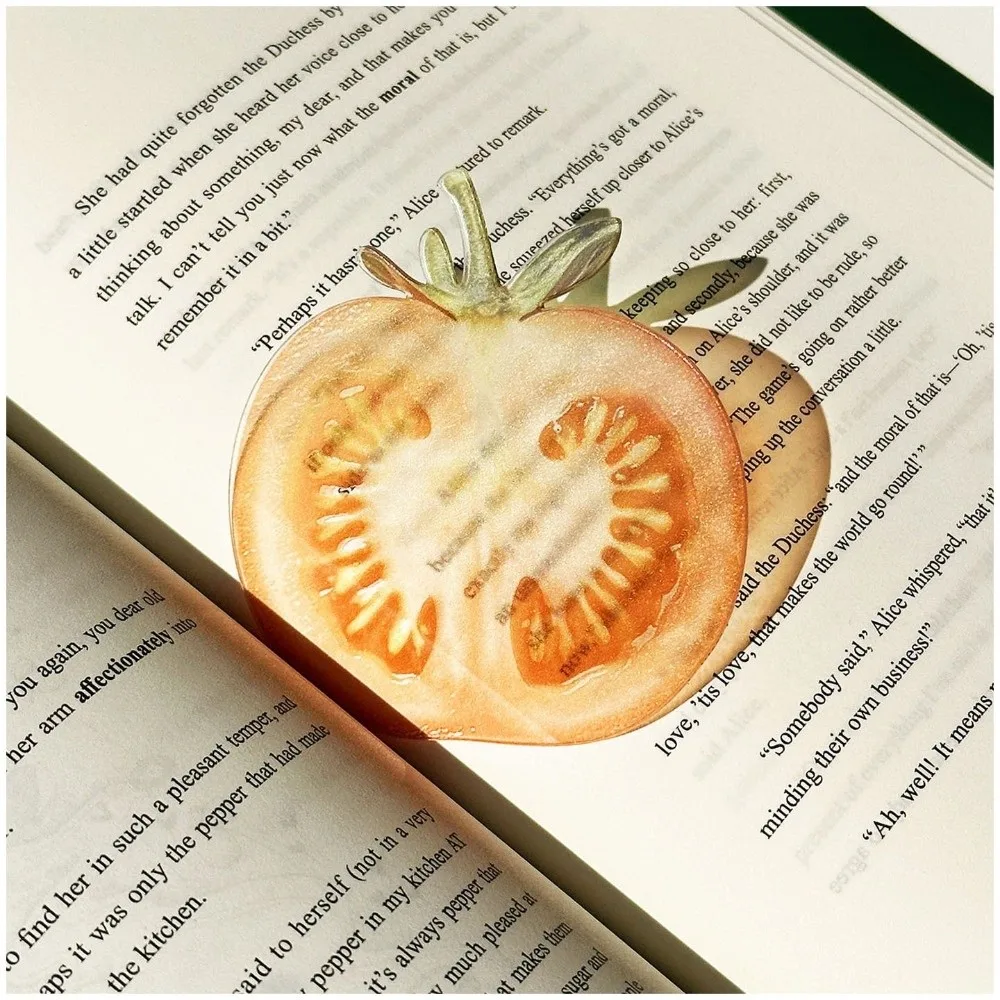 Cute Delicate Apple Bookmark Transparent Unique Grape Tomato Bookmarks Premium Feeling Simulation Bookmark Student Gift