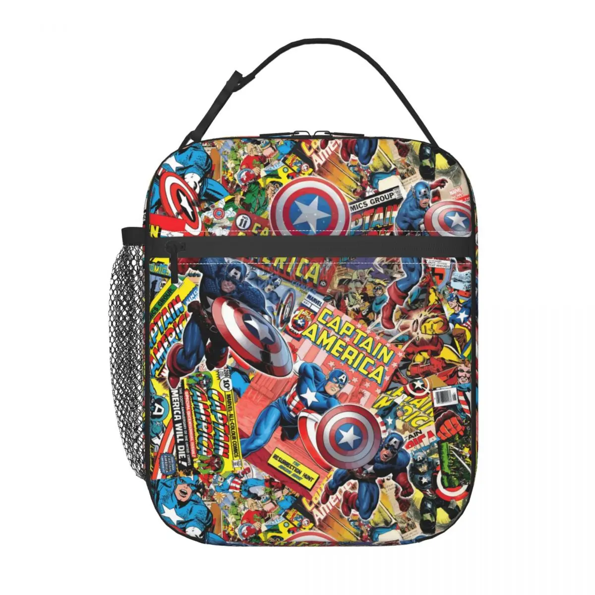 

Custom Captain America Shield Thermal Insulated Lunch Bag Women Resuable Lunch Box for Work School Travel Food Tote Bags