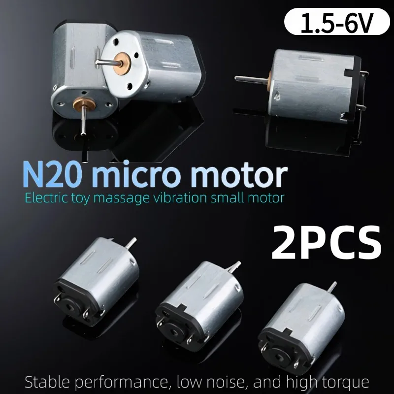 2pcs N20 Micro Gear Motor 1.5-6V for DIY Toy, Mini Fan, Vibration Massager | High Speed DC Miniature Motor