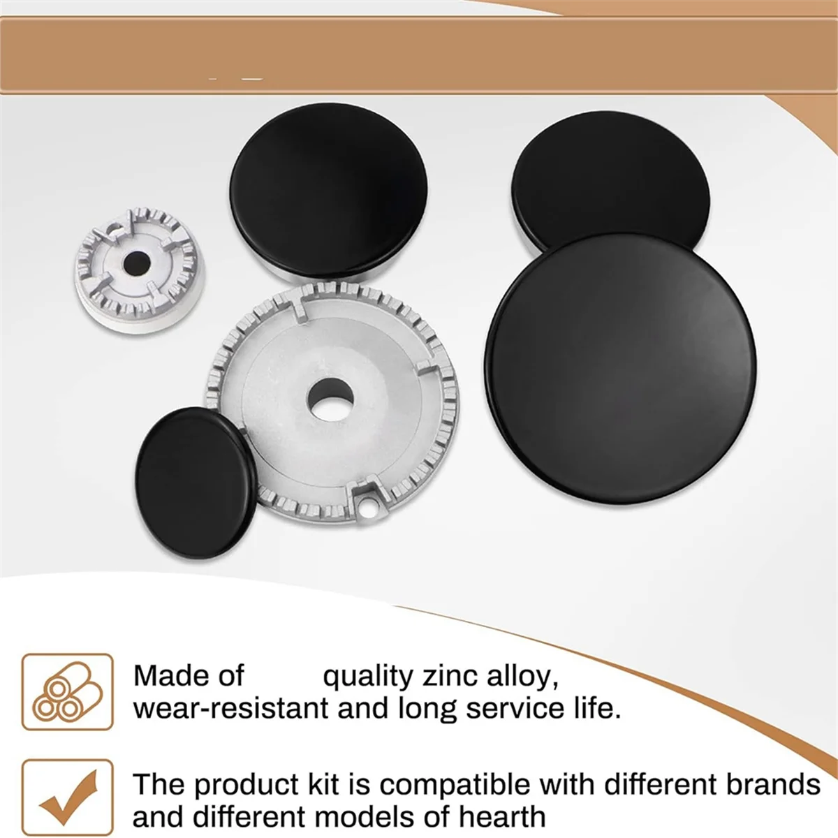 ABZL 8 PCS Cooker Hat Set Oven Gas Hob Burner Crown Flame Cap Replacement Kit Fits Most Gas Stove Burners Head