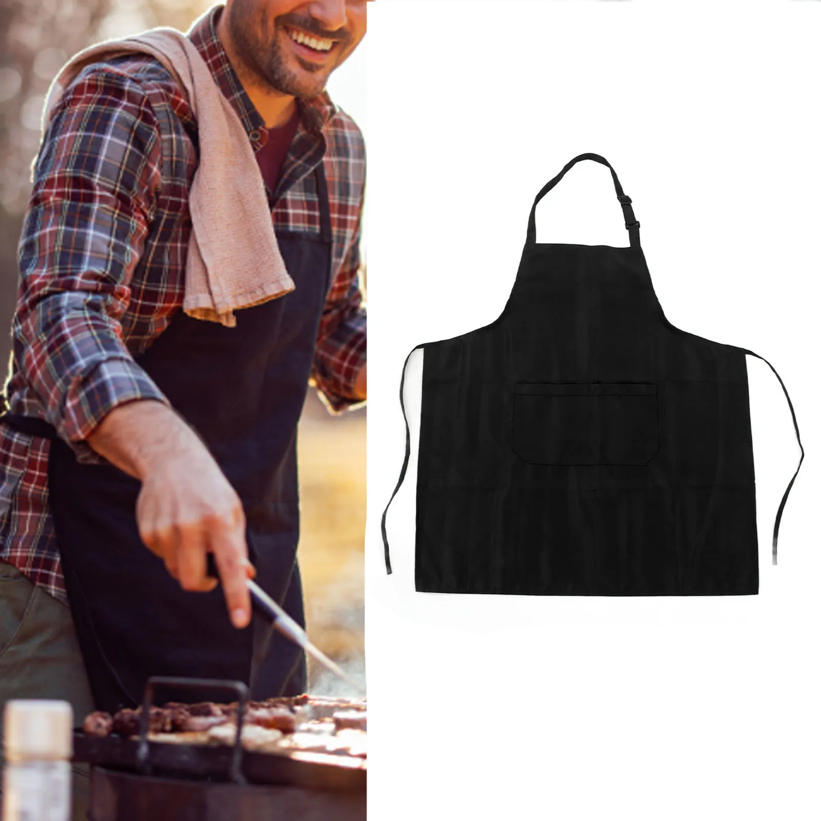 

2Pcs Green Cooking Apron Waterproof Adjustable Neck Strap Breathable Soft Kitchen Bib Apron With Pocket For Barbecue Baking