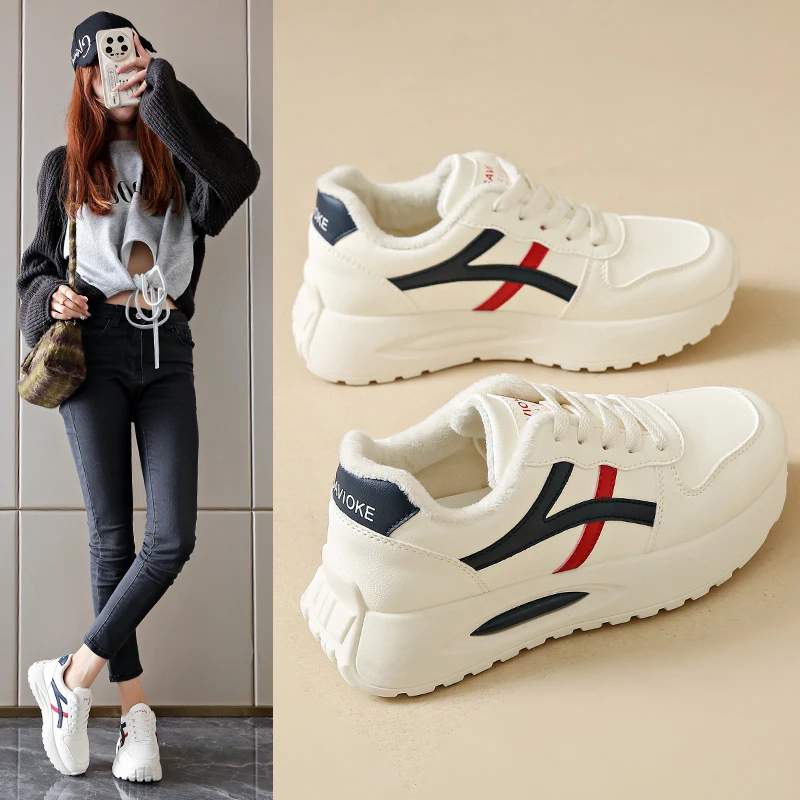 

Кроссовки Dad Shoes, хлопковые туфли, теплые женские повседневные туфли Agan на флисовой подкладке, уличные повседневные спортивные туфли, F25-1