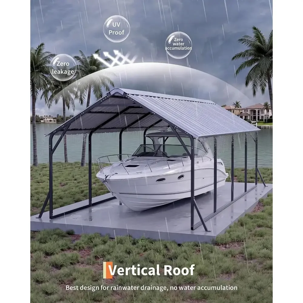20ft x 9ft Heavy-Duty Steel Carport for Full-Size Trucks, Boats, and Tractors