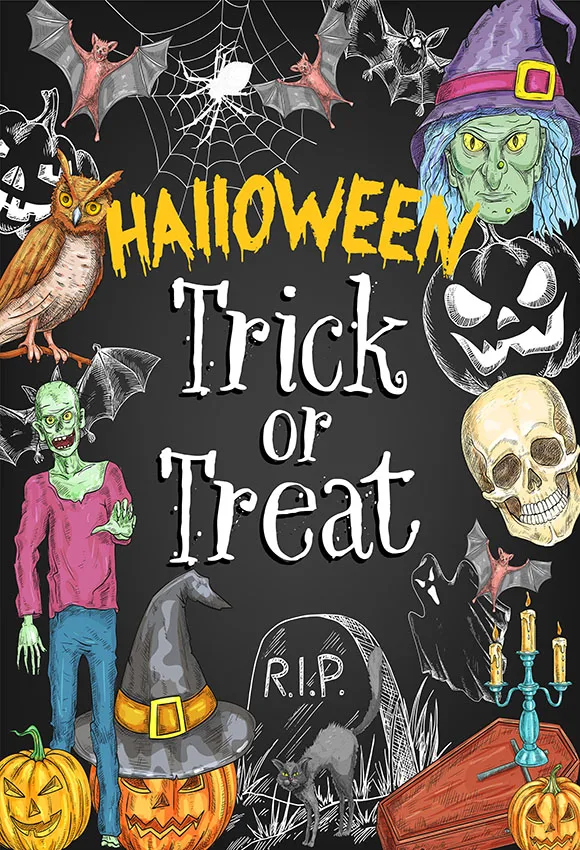 Trick or Treat Halloween Party Decoration Children Photo Backdrops for Photography Studio kits Video  Accessories Fotografia