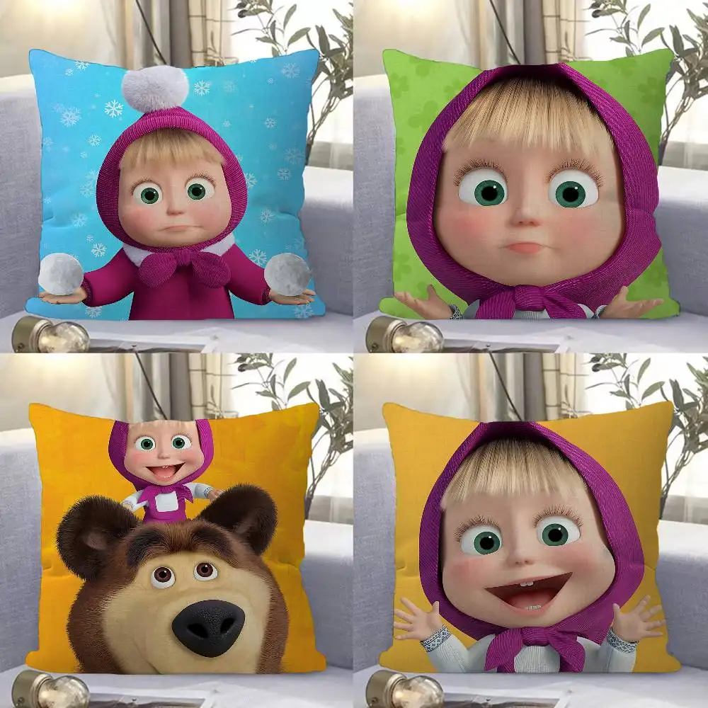 Cartoon Cute M-MashaS And The Bear Pillow Anime Pillow Sofa Bed Head Pillow Cover Cushion Cover 45x45 cm Fashion