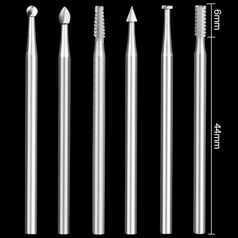 6 teile/satz 2,35 Griff Wolfram Stahl Gravur Cutter Elektrische Hohl Neue 204 Threading Maschine Olive Core Carving Cut 1,0-2,3mm – Detail 6