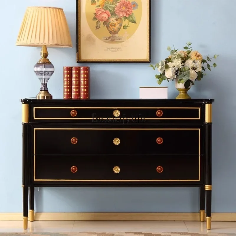 

z.American Simple New Classical Solid Wood Entrance Cabinet Post-Modern Sideboard Cabinet Partition Storage