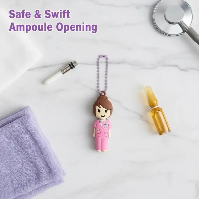 Ampoule Bottle Opener Keychain Syringe-Shaped Cutter Nurse Doctor Ampoule Bottle Opener Aid Medication Vial Breaker Tool
