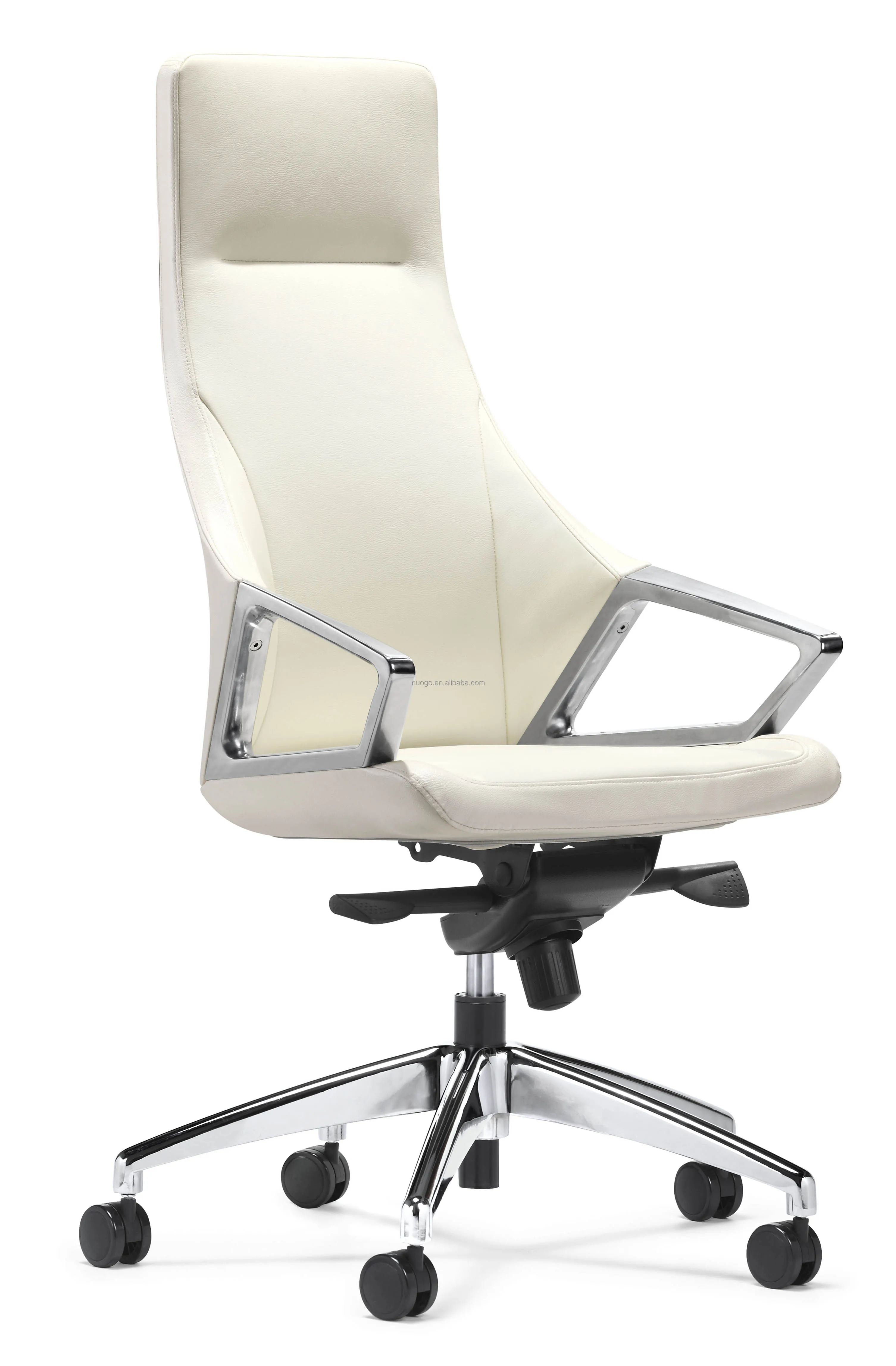 High Back Executive Office Chair Modern Design Luxury PU Synthetic Leather White for Boss Managers and Office Projects