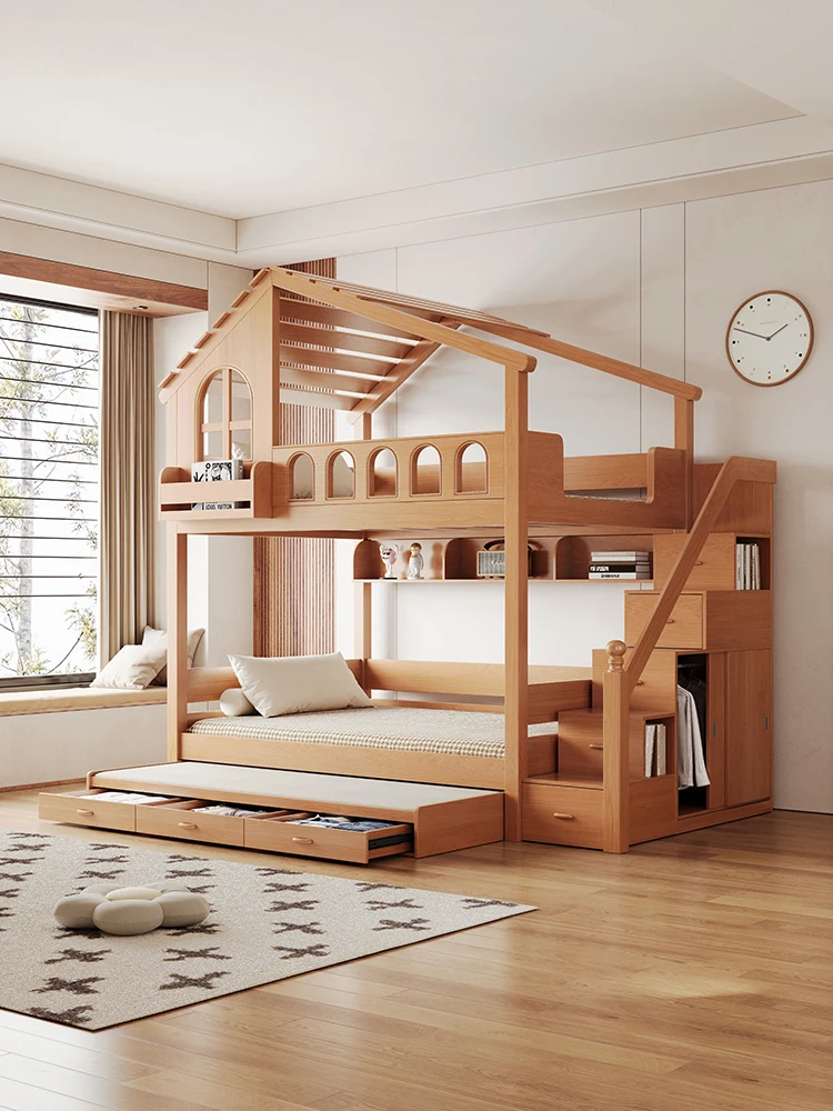 

All solid wood children's high and low small apartment tree house upper and lower household upper and lower bunk