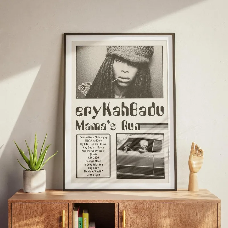 Erykah Singer Badu Hip-hop Pop Music Retro Y2k 90s Neo-soul Wall Art Poster Canvas Painting Fans Gift Living Room Home Decor