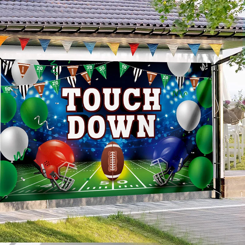 ラグビー誕生日パーティー背景装飾スーパーボウルアメリカンフットボールフィールドスポーツスタジアム写真少年誕生日ギフト小道具カスタム