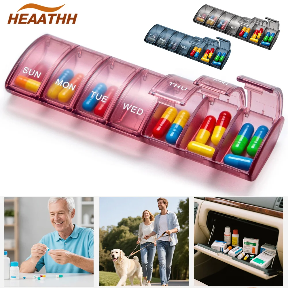 

1pc Pill Organizer Pill Boxe for Travel,7 Day with Braille Pill Case,Medication Organizer Dispenser for Fish Oils,Vitamin Holder
