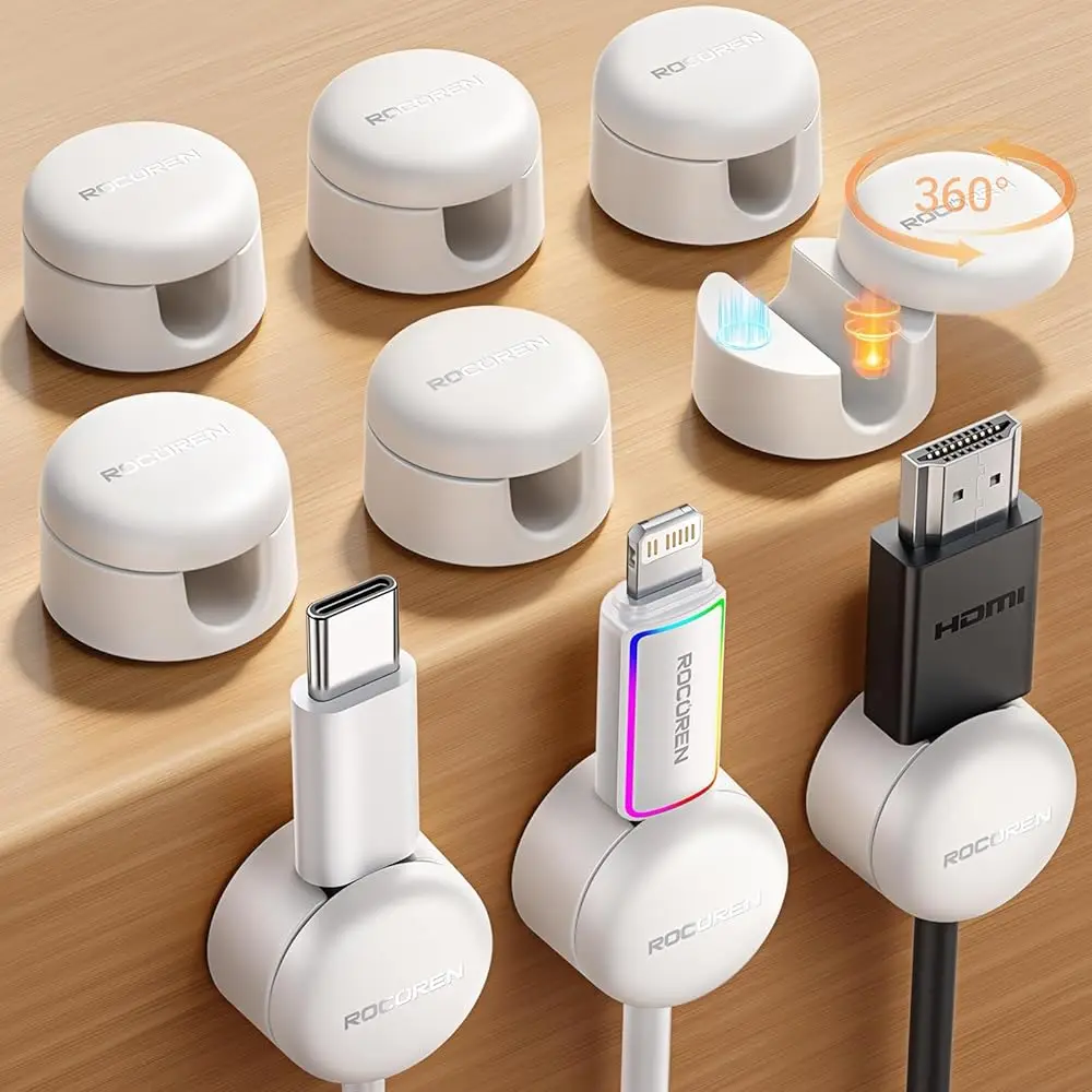 

Набор из 9 кабельных зажимов [улучшенная версия], магнитные, 360° ° Вращающийся держатель для кабелей, самоклеящийся органайзер для проводов, фиксатор для кабелей Nig