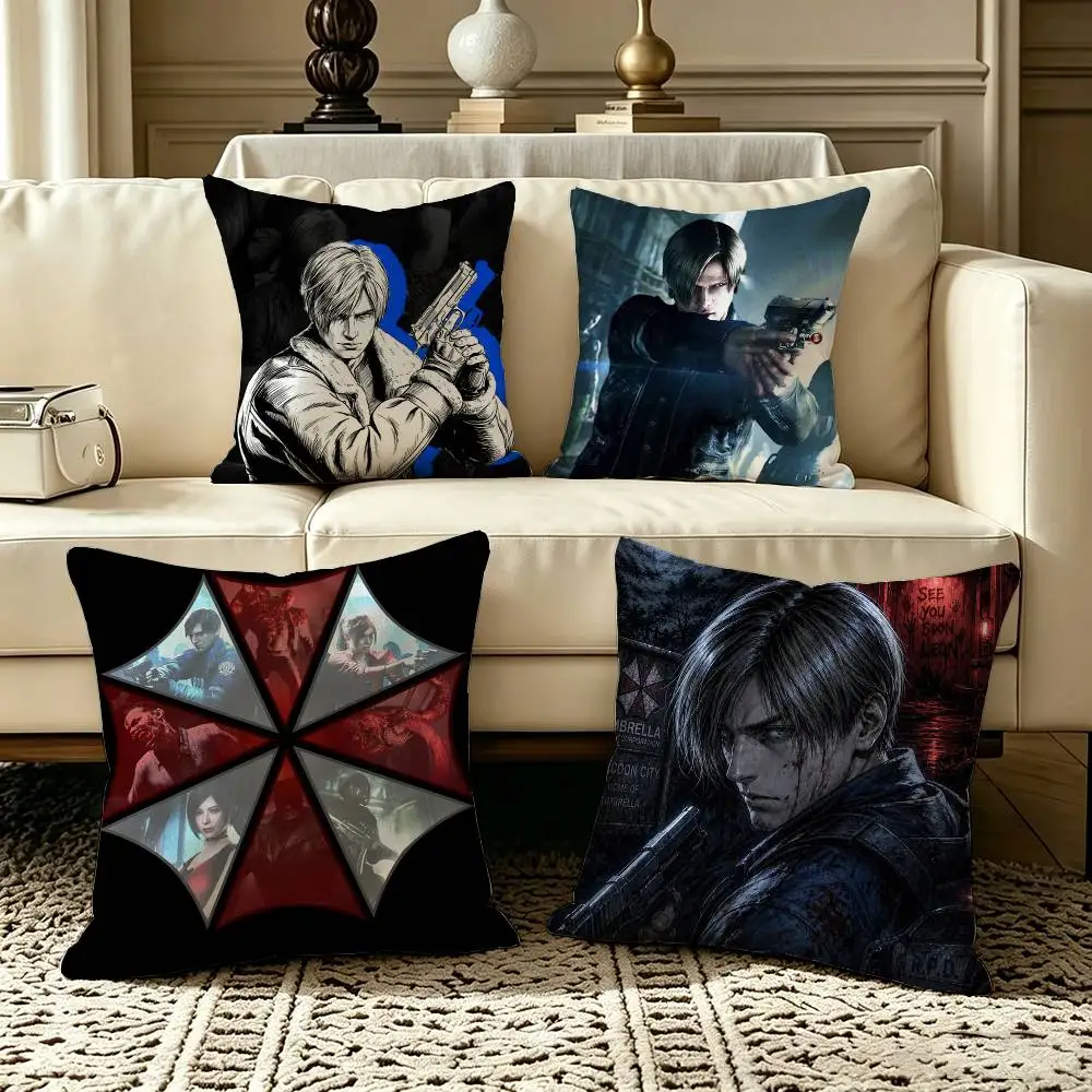 Game R-Resident E-Evil Requiem Leon  Pillow Case Square Double-Sided Sofa Cushion Cover Bedroom Bedside Pillow