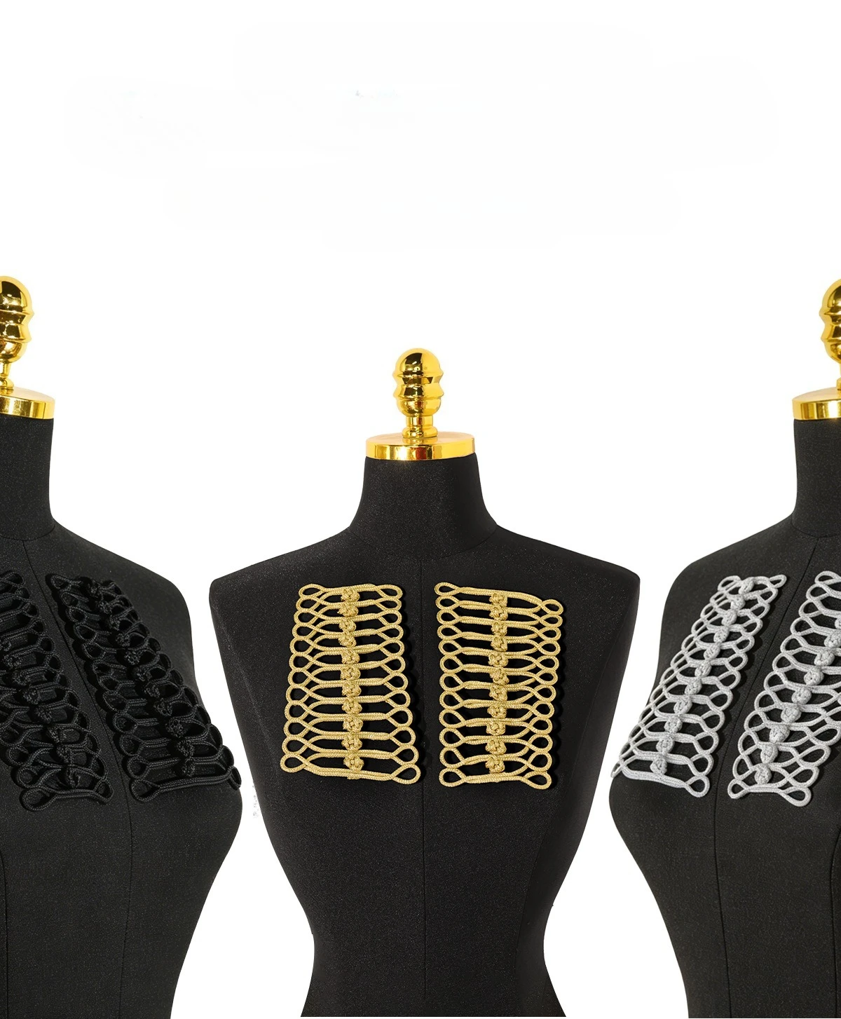 1pcs European-style Light Luxury Gold-thread Dress Trim Handcrafted Suit Dance Costume Lace Uniform Decoration Ladder Buttons