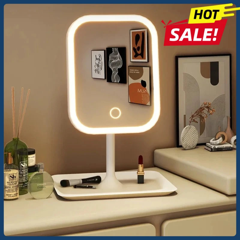 

Современное настольное зеркало для макияжа с 3 режимами подсветки LED, сенсорное, для спальни, для женщин