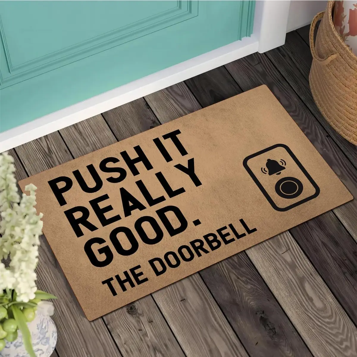 

Push It Really Good The Doorbell Doormat Rubber Kitchen Mat Welcome Floor Mat Non-Slip Carpet Entrance Rug