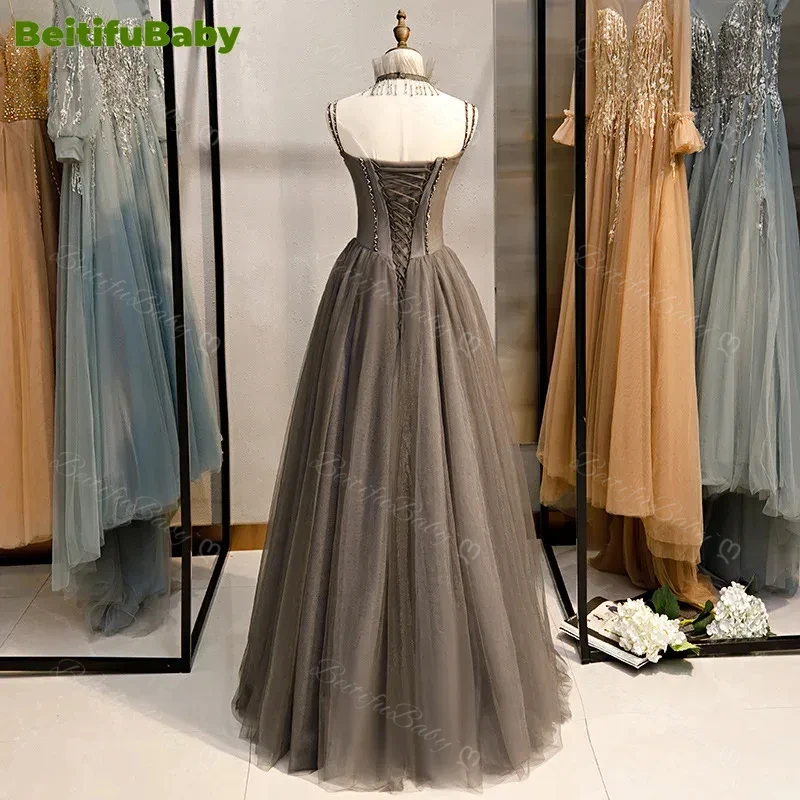 BeitifuBaby 2024 Women's Evening Dresses Lace Sling A-line Long Skirts Dubai Wedding Party Bridesmaids Dress for Women Vestidos