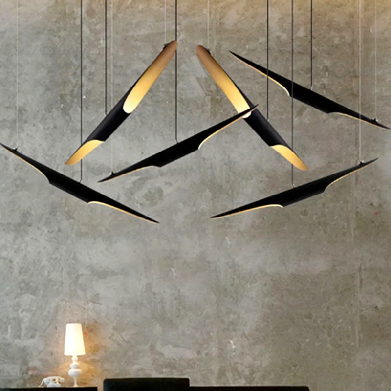 Replica Coltrane modern loft LED hanging lamp light fixture gold black wing aluminum tube hanging pendant lamp light