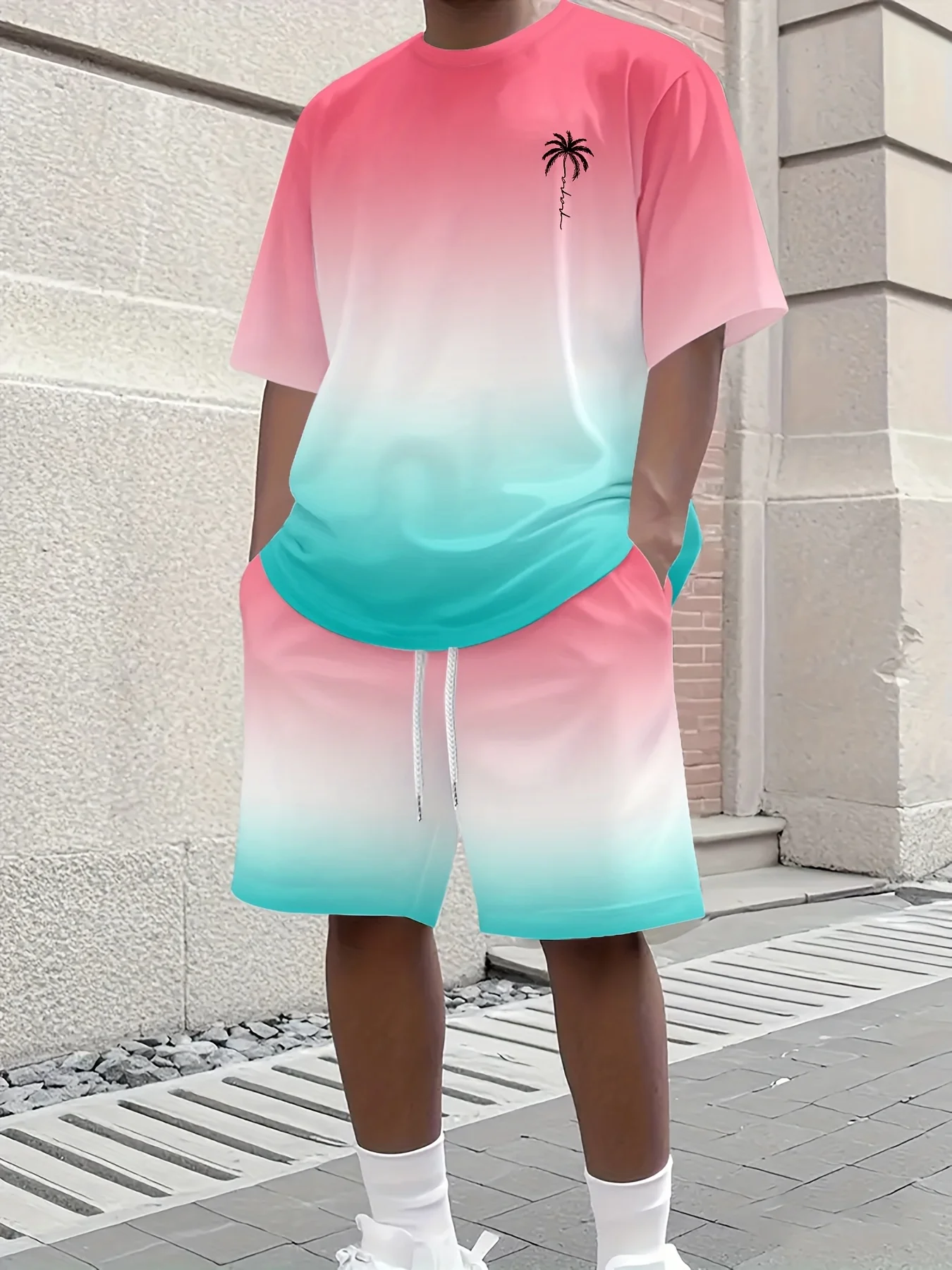 2025 Fashion Men's Summer 3D Pattern Short Sleeved T-shirt and Shorts Set Hip-hop Street Style Casual Party Clothing