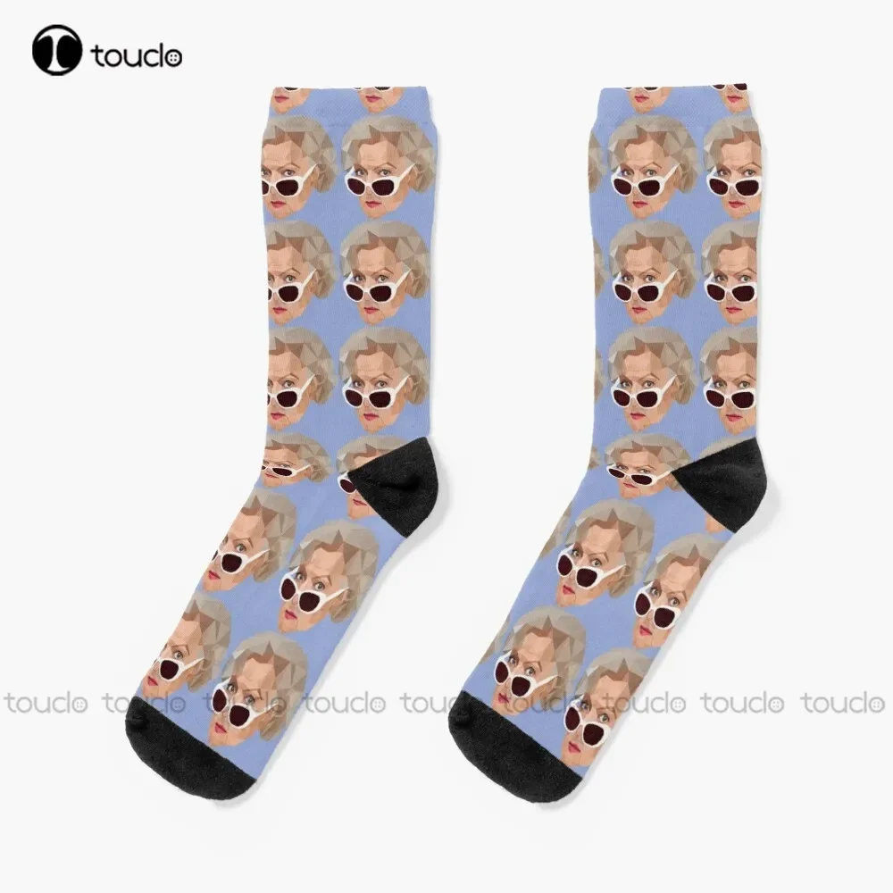 

Betty_White Low Poly Art Socks Women Thanksgiving Christmas New Year Gift Unisex Adult Teen Youth Socks Custom Hd High Quality