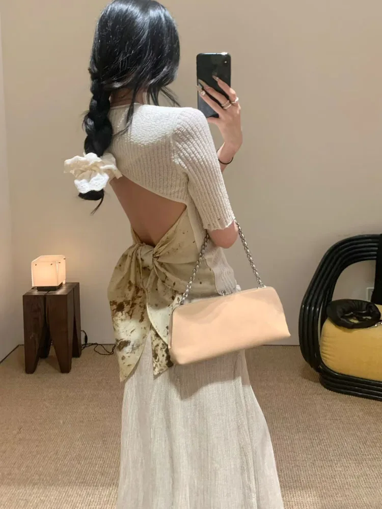 

Свитер из шерсти и шелка, круглый вырез, средней длины, вязаный, с эффектом калейдоскопа, с перфорацией, милый, влагоотводящий