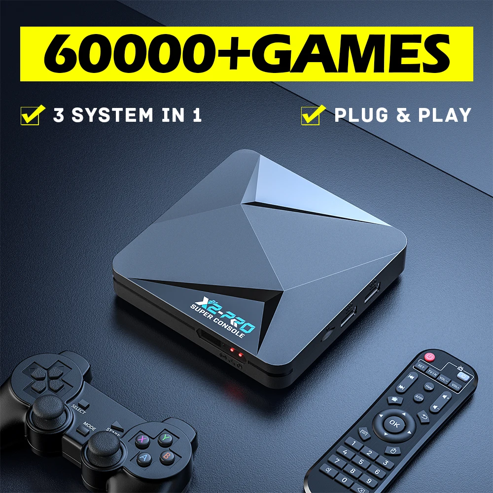 Super Console X2 PRO Retro Game Console For Sega Saturn/DC/Mame/Naomi 60000+ Classic Games 4K HD TV Box Game Player Dual Wifi