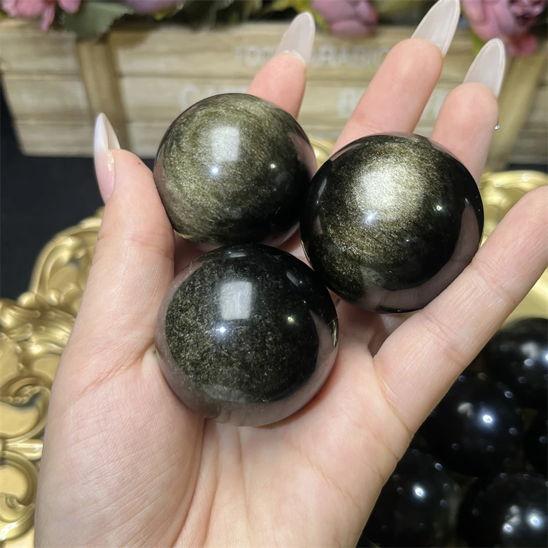 

Wholesale Price Hand Polished Golden Obsidian Sphere Crystal Sphere For Healing