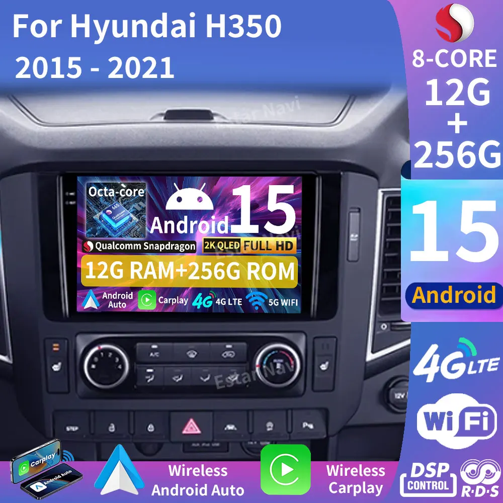 Android 15 Car Radio For Hyundai H350 2015 - 2021 GPS Multimedia Player Navi Head Unit Stereo 360 Camera DSP RDS Video Stereo BT