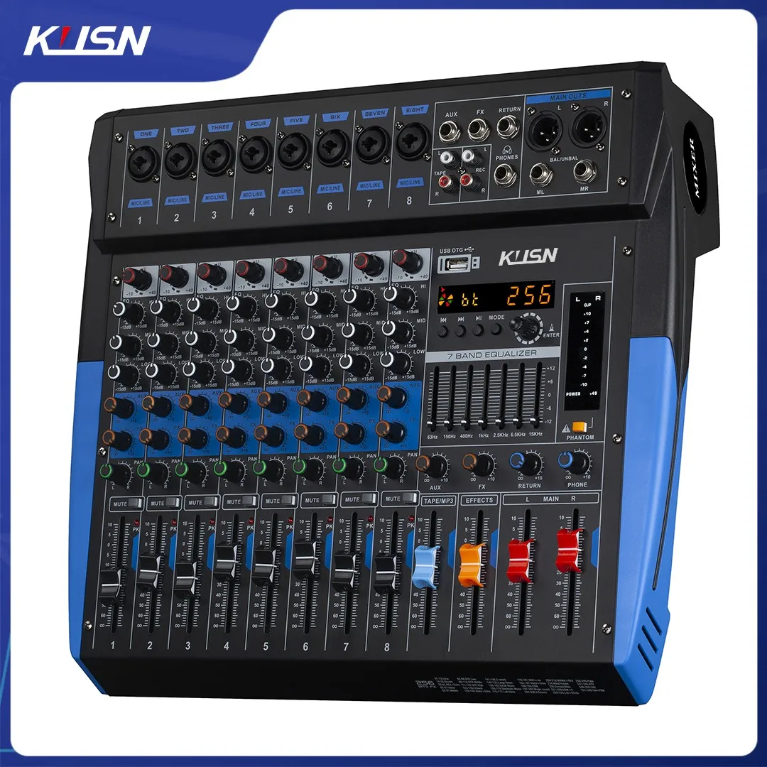 8 Channel 256 DSP Audio Mixer Sound Mixing Console with 24-bit DSP Bluetooth MP3 USB