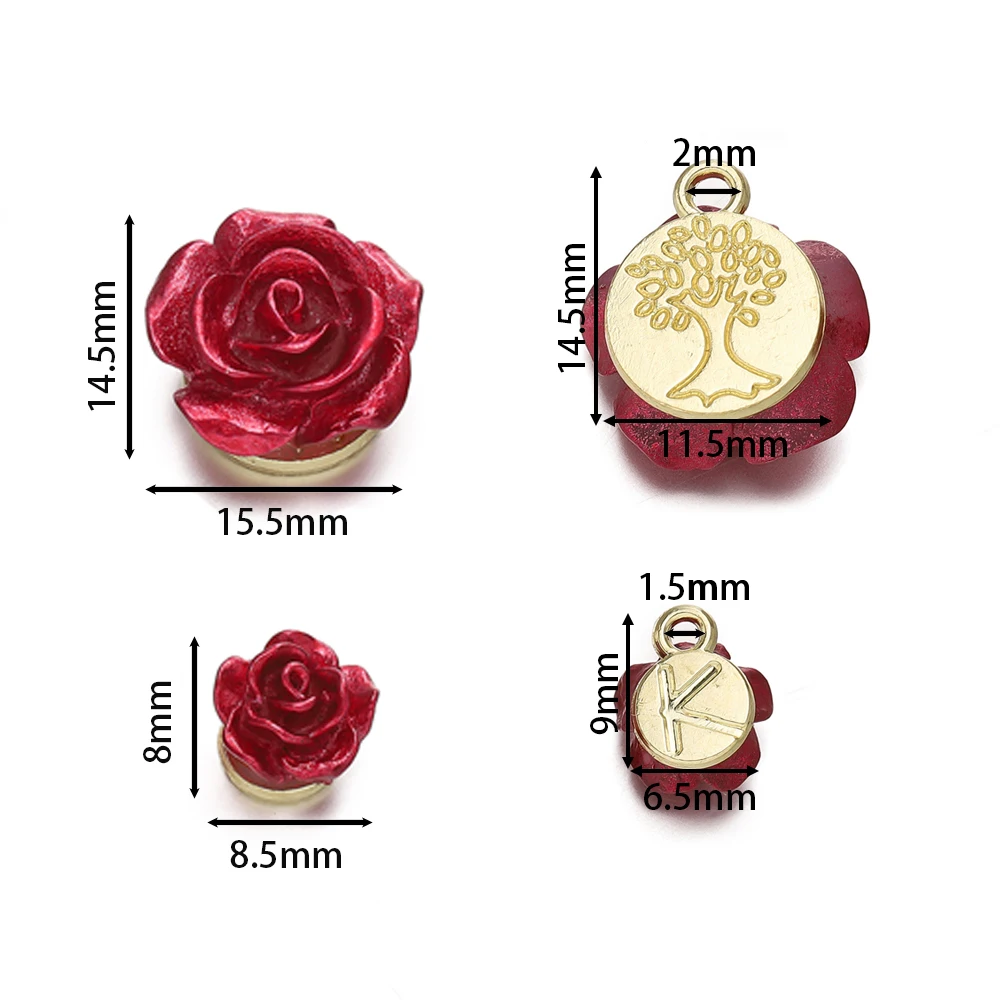 5Pcs/lot Alloy Retro Rose Pendant Charms KC Gold Pendant for DIY Jewelry Necklace Bracelet Making Supplies