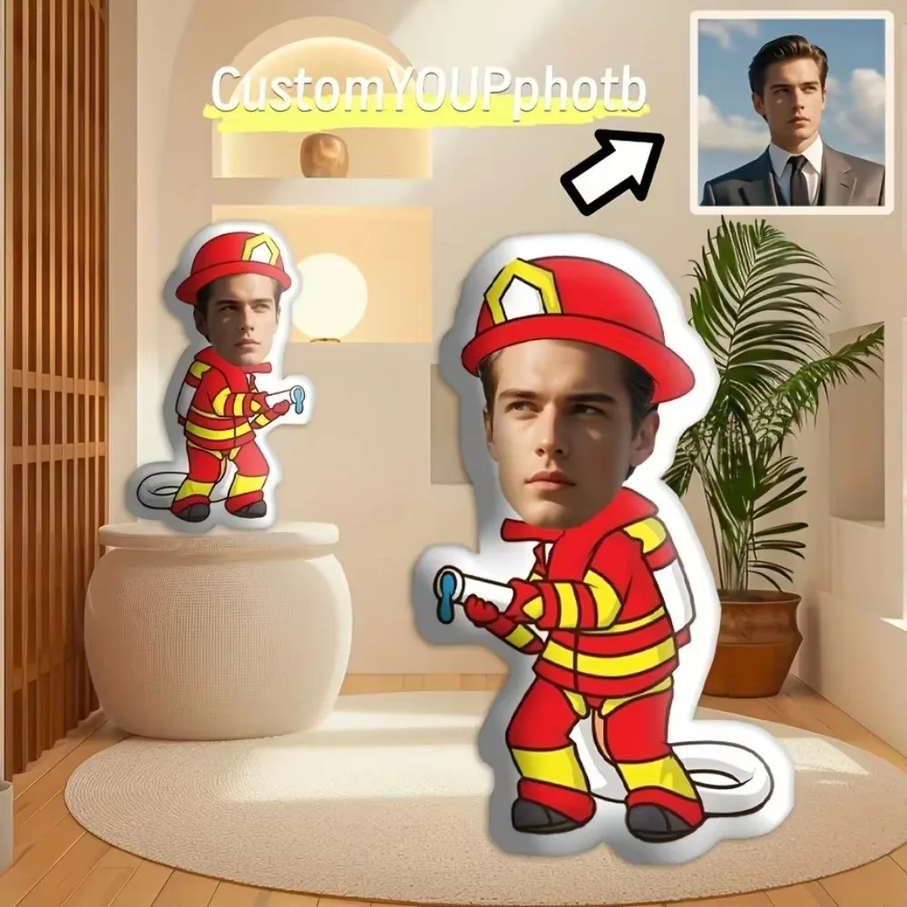 Personalized Custom Firefighter Pillow, Unique Present For Family Relatives, Valentine Birthday Festival Home Ornament