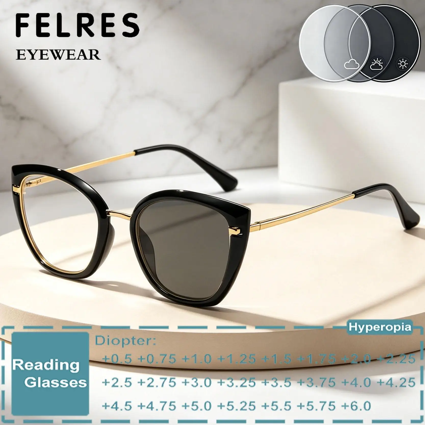 finished-cat-eye-women-reading-glasses-designer-single-focus-discoloration-fashion-presbyopic-eyewear-customize-prescription-len