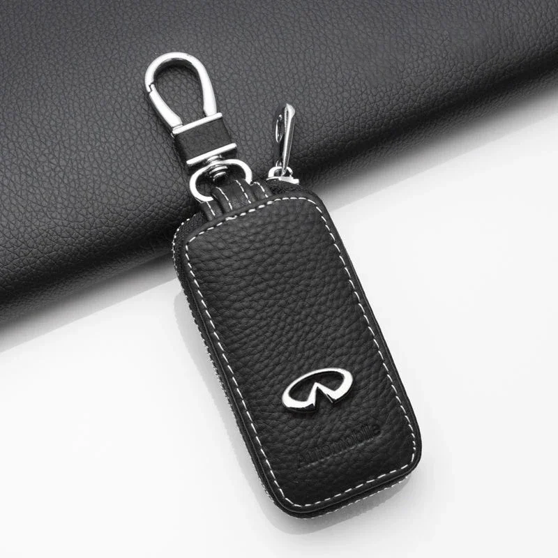 Leather Car Key Case Cover Remote Holder with Metal Buckle for Infiniti G20 G35 G37 FX35 Q30 Q50 Q60 Q70 QX50 QX60 QX70 QX80 view 6