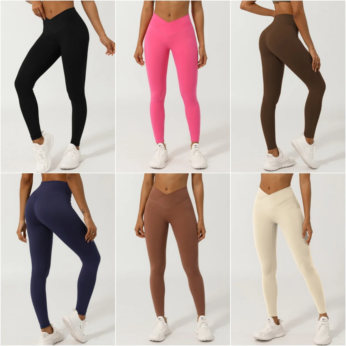 Women Yoga Leggings V Cross High Waist Gym Pants Seamless Spandex Fitness Workout Tights Quick Dry Butt Lifting Running Leggings