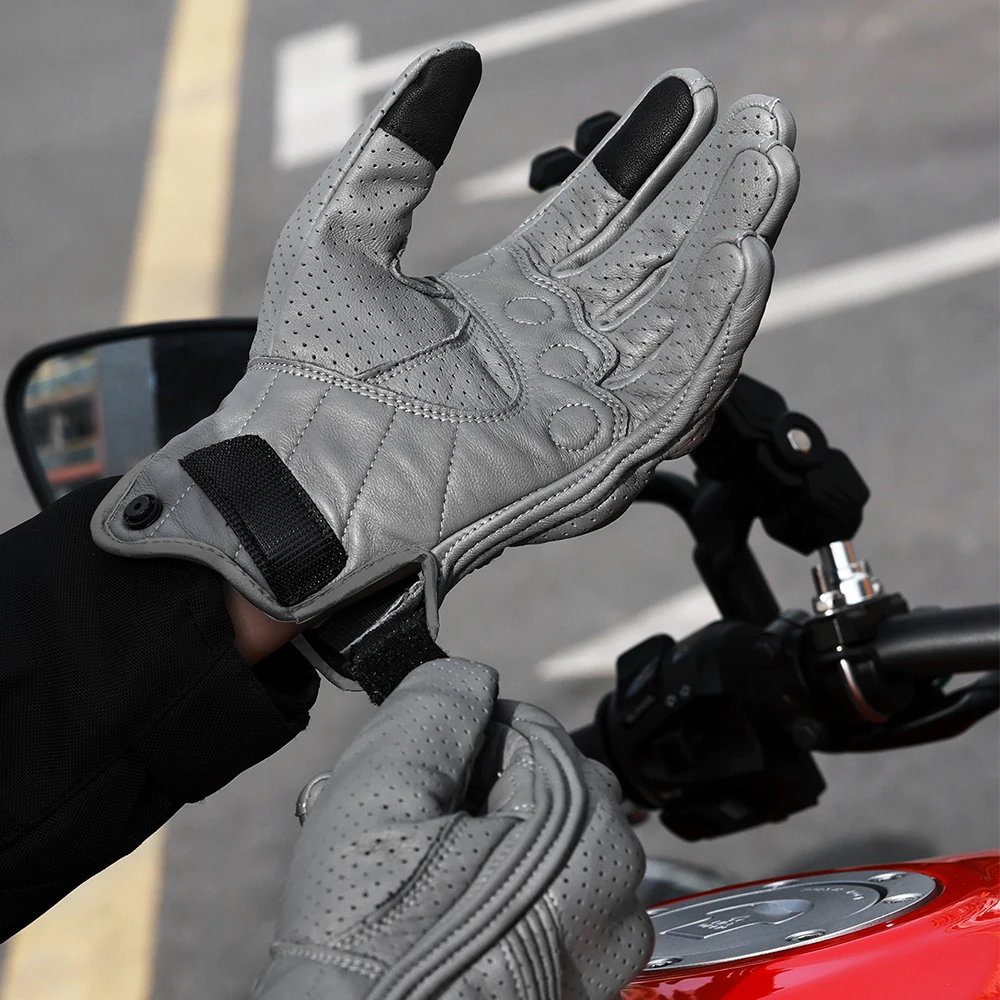 Summer New Motorcycle Gloves Off-road Motorcycle Gloves Retro Leather Gloves Anti Fall Touch Screen Outdoor Sports Riding Gloves