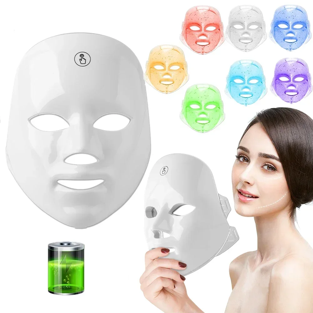 LED Face Mask Light Therapy 7 Color Treatment Anti Aging Acne Spot Removal Wrinkles Brightening Facial Skin Care Beauty Machine