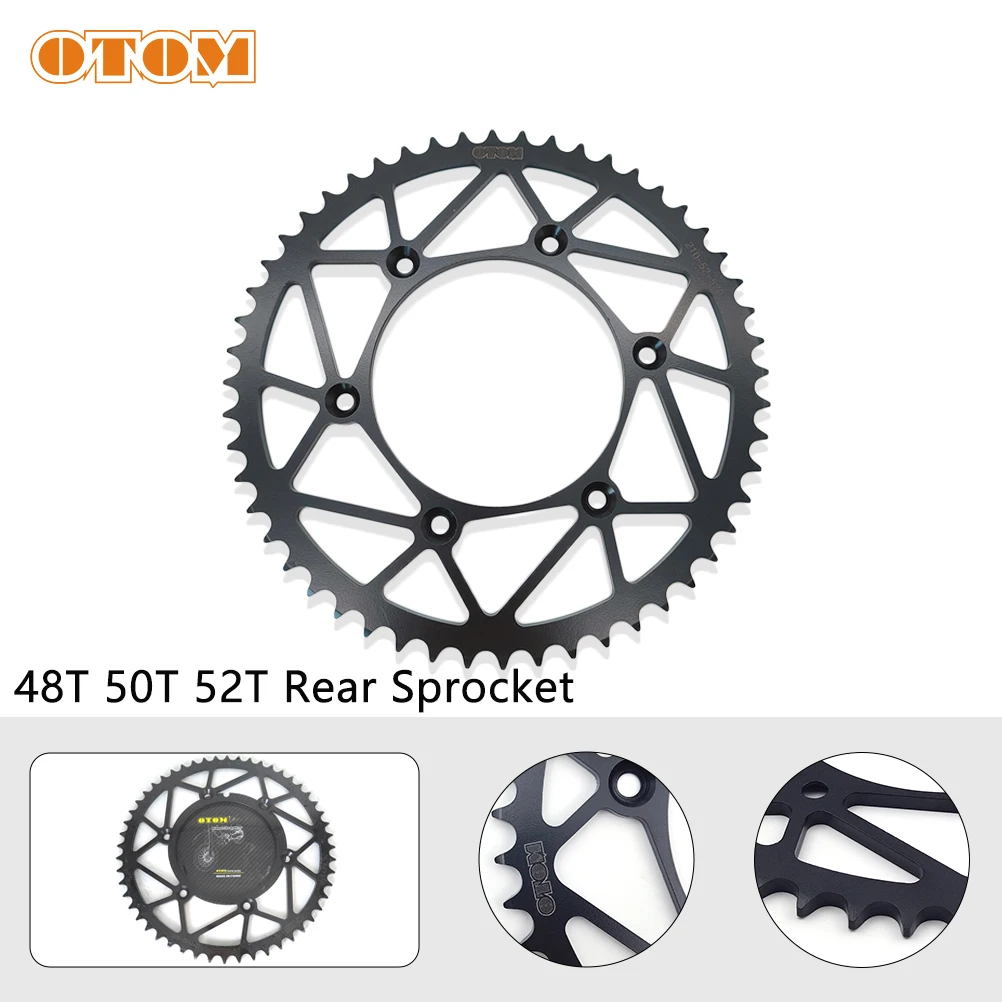 OTOM 520 Chains 48T 50T 52T Motorcycle Rear Chain Sprockets Carbon Steel Back Sprocket Cog For HONDA CRF 250 450 CRF250R CRF450R