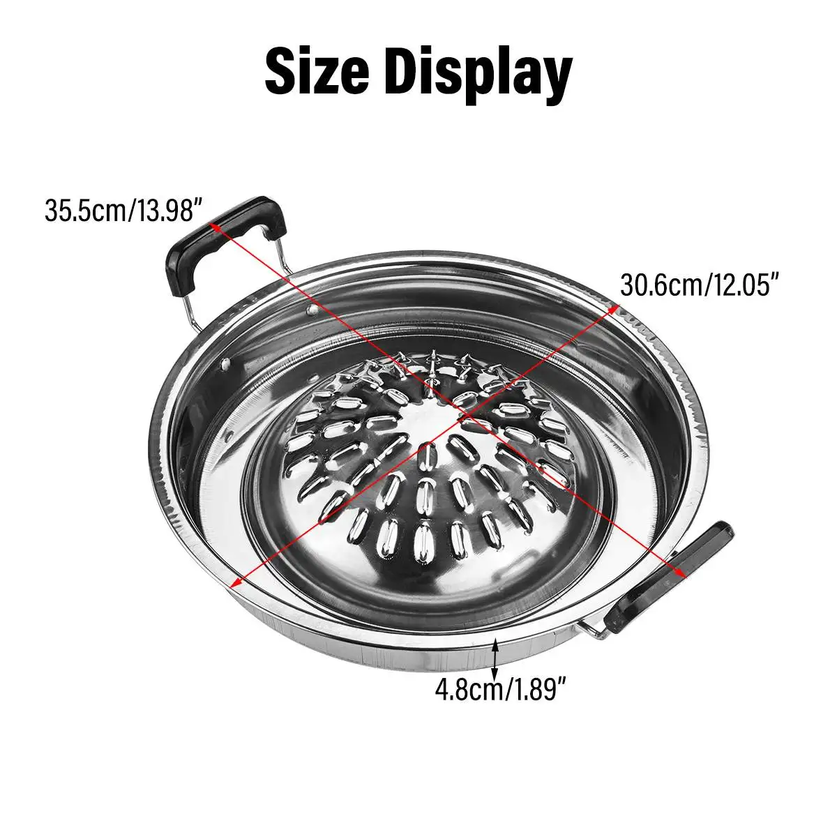36cm Thai Style BBQ Grill Pan Aluminum Barbecue Topper Stovetop Plate Barbecue Pan Basket Steamer Cookware Kitchen Cooking Tools