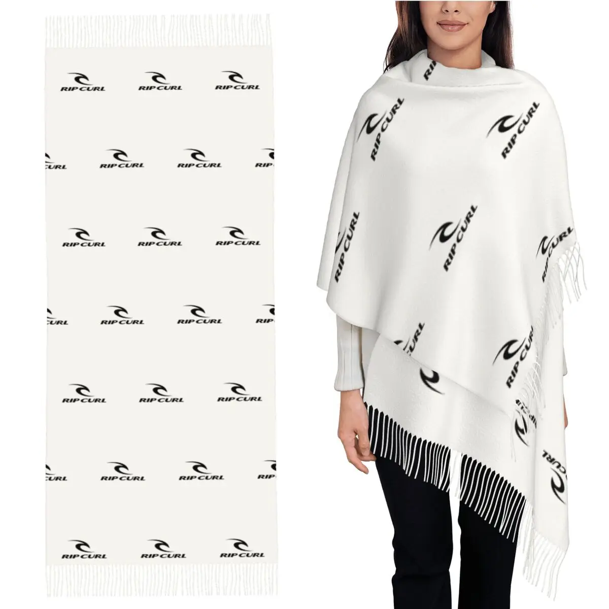 

Шарф с логотипом Rip Curl, шарфы с кисточками, женские мягкие теплые шали и накидки, длинная осенне-зимняя шаль