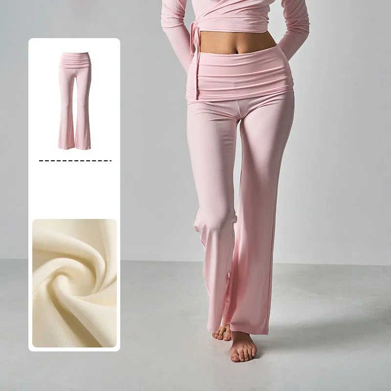 High Waist Fold Over Flare Yoga Pants Women Soft Modal Stretch Leggings Slim Fit Bootcut Trousers Casual Workout Sports Pants
