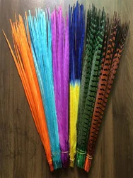 10PCS 55-60CM Ringneck Pheasant Tail Feathers Natural Lady Amherst Chicken Center Feathers for Crafts Wedding Decorations Plumes