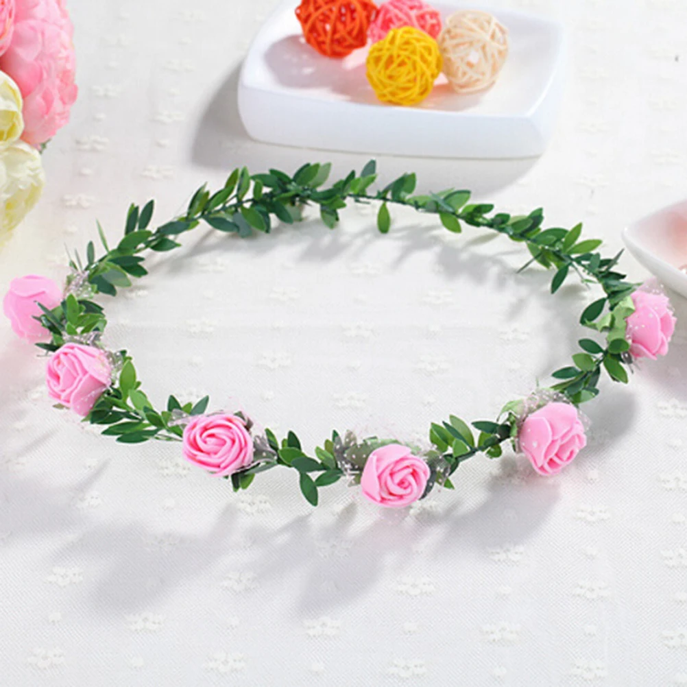 Rose Carnations Peony Flower Halo Bridal Floral Crown Hair Band Wreath Mint Head Wreath Party Wedding Headpiece Bridesmaid 1pcs